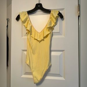 Aritizia Yellow Ruffle Bodysuit